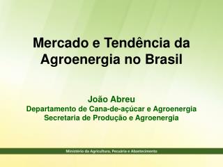 Mercado e Tendência da Agroenergia no Brasil João Abreu
