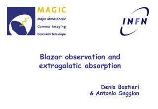 Blazar observation and extragalatic absorption