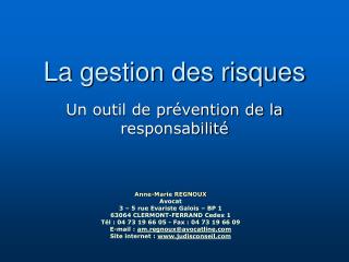 La gestion des risques