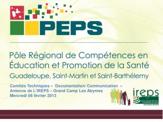 Comités Techniques «  Documentation/ Communication  » Antenne de L’IREPS – Grand Camp Les Abymes