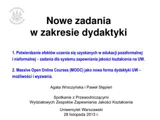 Nowe zadania w zakresie dydaktyki