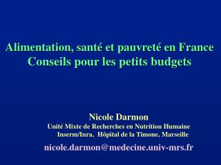 Alimentation, santé et pauvreté en France Conseils pour les petits budgets