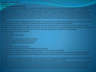 DECRETO 3039 DE 2007 CAPITULO V Prioridades nacionales en salud