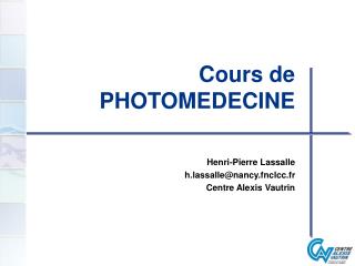 Cours de PHOTOMEDECINE