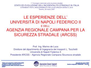 1° Convegno nazionale sulla sicurezza stradale