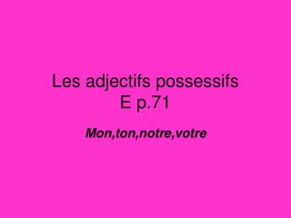 Les adjectifs possessifs E p.71