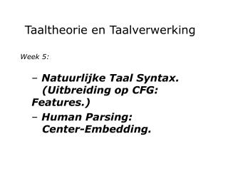 Taaltheorie en Taalverwerking