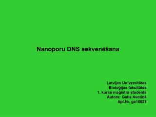 Nanoporu DNS sekvenēšana