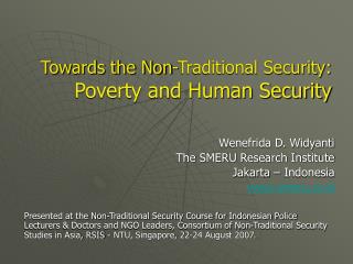 Towards the Non-Traditional Security: Poverty and Human Security