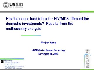 Wenjuan Wang USAID/Africa Bureau Brown bag November 24, 2009