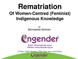 Rematriation Of Women-Centred (Feminist) Indigenous Knowledge