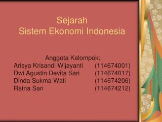 Sejarah Sistem Ekonomi Indonesia