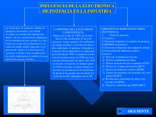 INFLUENCIA DE LA ELECTRONICA DE POTENCIA EN LA INDUSTRIA