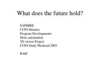 What does the future hold?