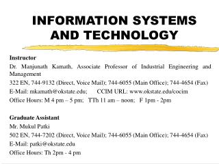 INFORMATION SYSTEMS AND TECHNOLOGY