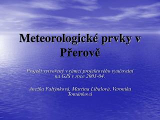 Meteorologické prvky v Přerově