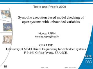 Symbolic execution based model checking of open systems with unbounded variables