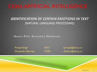 IDENTIFICATION OF CERTAIN EMOTIONS IN TEXT (NATURAL LANGUAGE PROCESSING)