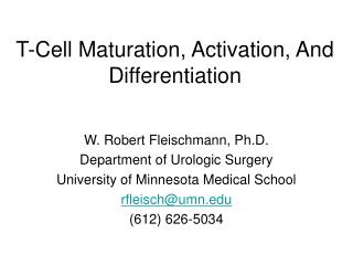 T-Cell Maturation, Activation, And Differentiation