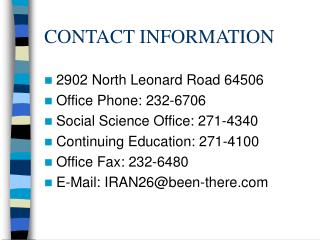 CONTACT INFORMATION