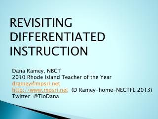 REVISITING DIFFERENTIATED INSTRUCTION