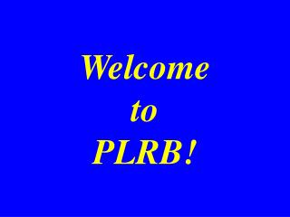 Welcome to PLRB!