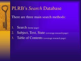 PLRB’s Search Database