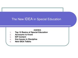 The New IDEA in Special Education