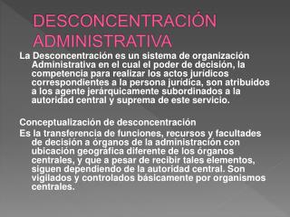 DESCONCENTRACIÓN ADMINISTRATIVA