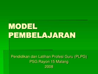 MODEL PEMBELAJARAN