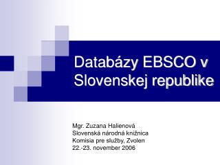 Databázy EBSCO v Slovenskej republike