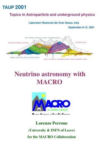 Lorenzo Perrone (University &amp; INFN of Lecce) for the MACRO Collaboration