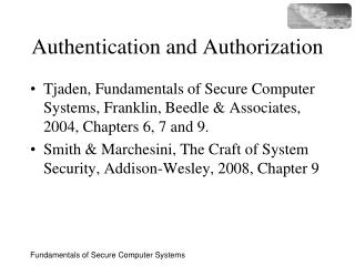 Authentication and Authorization