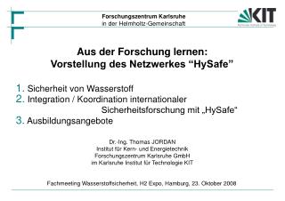 Aus der Forschung lernen: Vorstellung des Netzwerkes “HySafe”