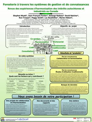 Foresterie à travers les systèmes de gestion et de connaissances