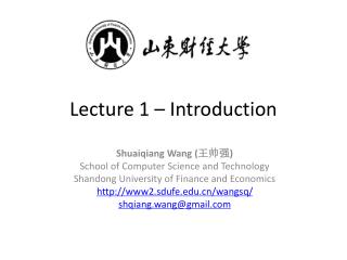 Lecture 1 – Introduction