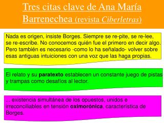 Tres citas clave de Ana Mar ía Barrenechea (revista Ciberletras )