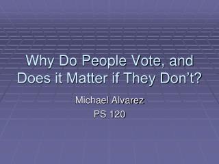 Why Do People Vote, and Does it Matter if They Don’t?