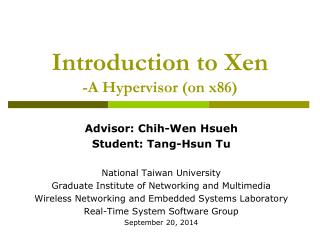 Introduction to Xen -A Hypervisor (on x86)
