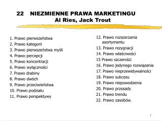 NIEZMIENNE PRAWA MARKETINGU Al Ries, Jack Trout