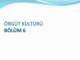 ÖRGÜT KÜLTÜRÜ BÖLÜM 6