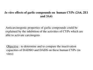 In vitro effects of garlic compounds on human CYPs (2A6, 2E1 and 3A4)