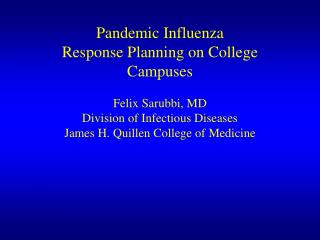 Pandemic Influenza Planning Colleges and Universities