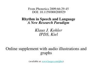 Online supplement with audio illustrations and graphs (available at: karger/pho )