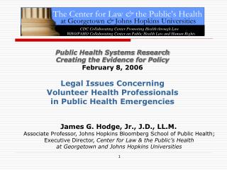 Public Health Systems Research Creating the Evidence for Policy February 8, 2006