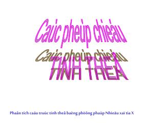 Caùc pheùp chieáu TINH THEÅ