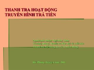 THANH TRA HOẠT ĐỘNG TRUYỀN HÌNH TRẢ TIỀN