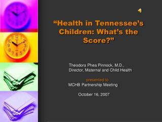 “Health in Tennessee’s Children: What’s the Score?”