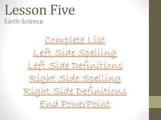 Lesson Five