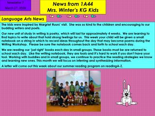 News from 1A44 Mrs. Winter’s KG Kids